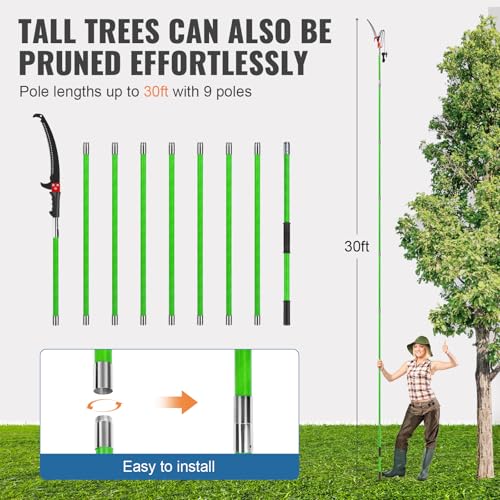 30 Ft Manual Pole Saw for Yard and Garden Bush Cutting and Pruning
| Extendable Tree Pruner with 30 Ft Pole for Palm Tr