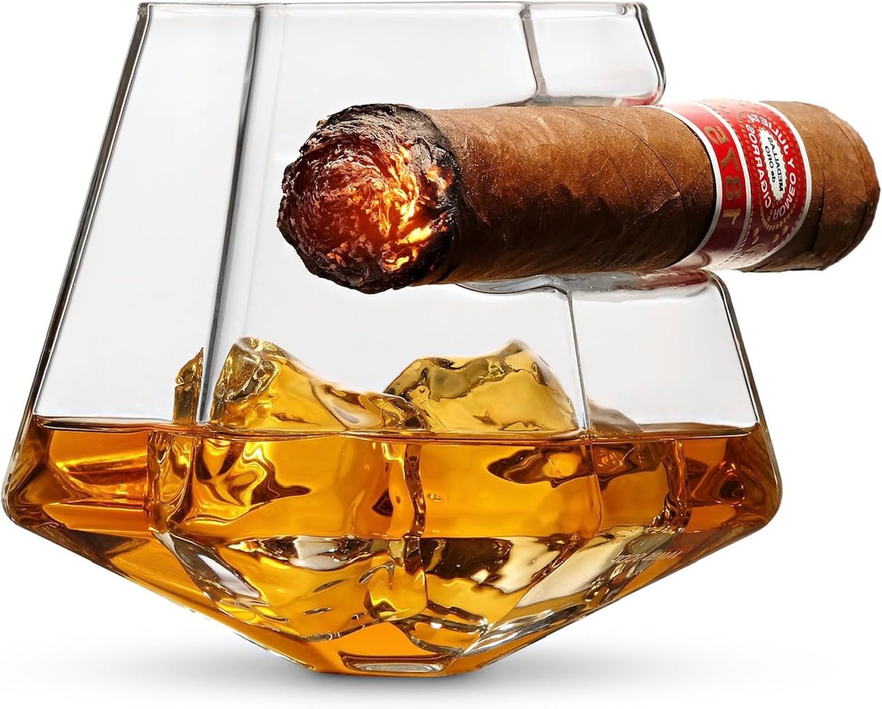 James Scott Whiskey Glass Old Fashioned Glasses with Cigar Rest for Men
| James Scott Whiskey Glass Perfect Gift for Me