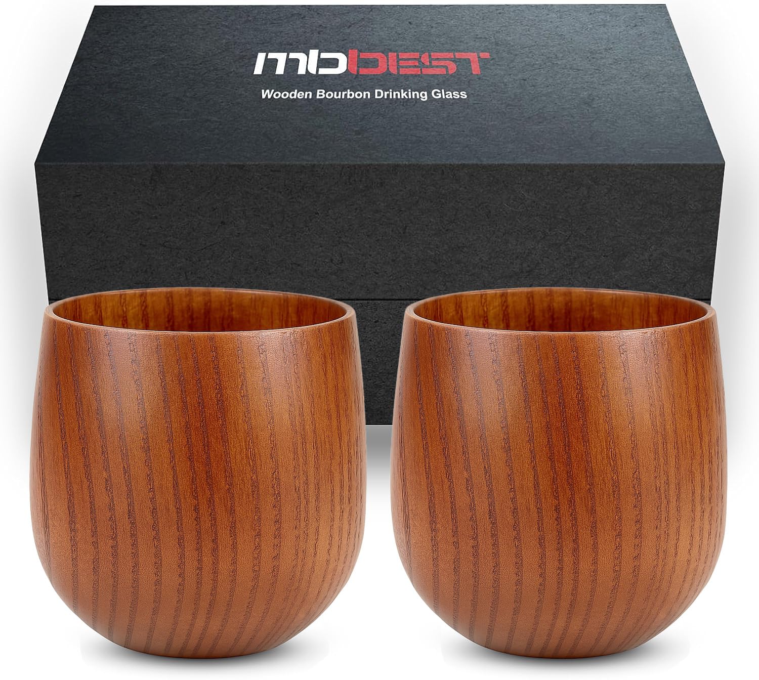 Handcrafted Wooden Bourbon Glasses Set of 2 - Unbreakable Old Fashioned Glass for Men - Luxury Gift Box Included  
Handc