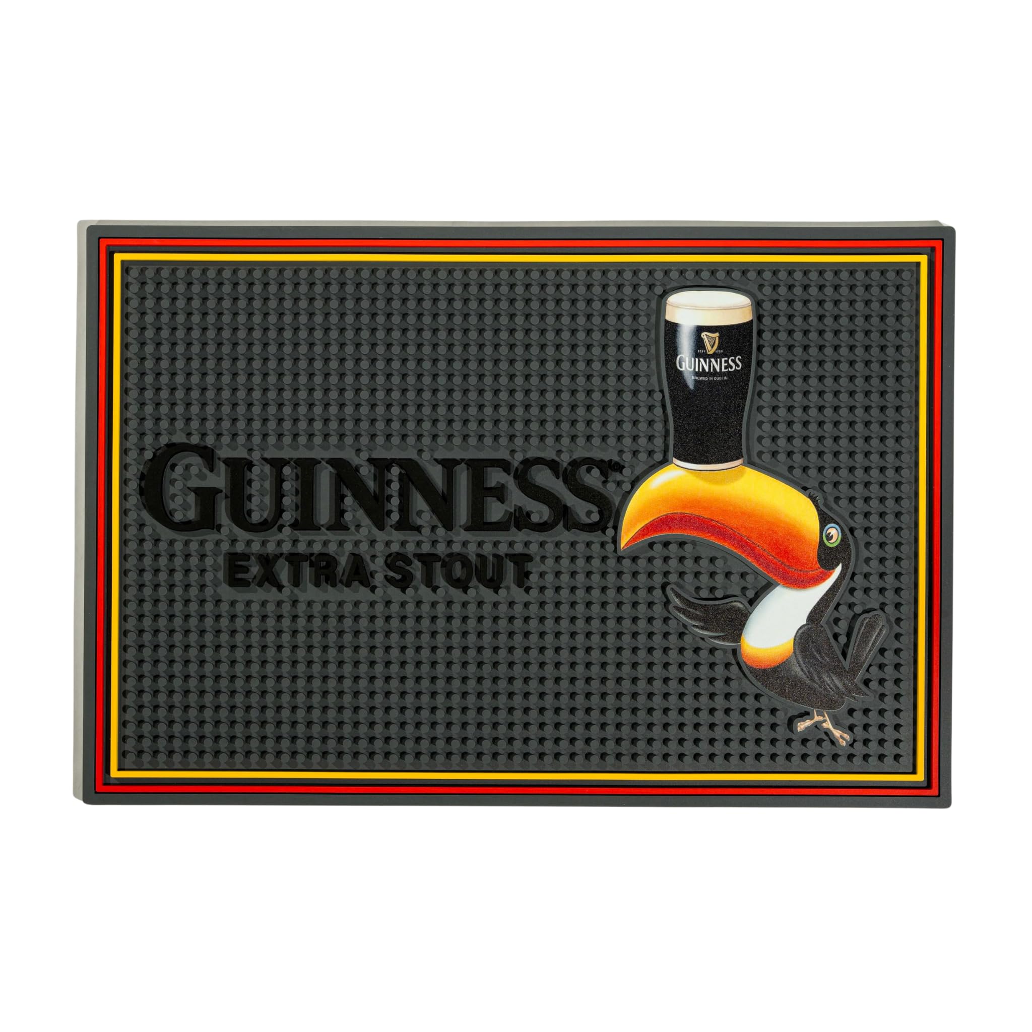 Guinness Bar Mats for Countertop - Gilroy Art Toucan Design, Home and Pub Use, 18x12 Inches